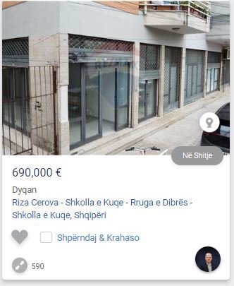 Tirane, shitet dyqan Kati 0, 590 m² 690,000 € (PRANE SHKOLLES SE KUQE)