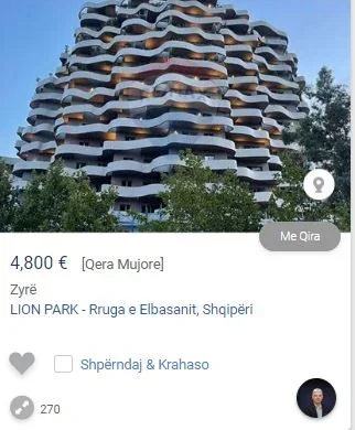 Tirane, jepet me qera zyre Kati 3, 240 m² 4,800 € (TEK LION PARK RRUGA E ELBASANIT)