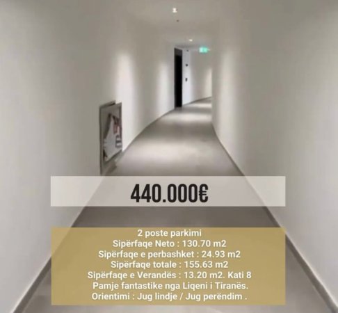 Tirane, shitet apartament 3+1 Kati 8, 156 m² 440,000 € (Lake View)