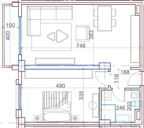 Tirane, shes apartament 1+1+Ballkon Kati 5, 74 m² 81,400 € (Paskuqan)