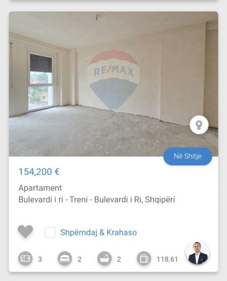 Tirane, shitet apartament 2+1+Ballkon Kati 6, 117 m² 154.200 € (Blv i Ri Stacioni Trenit)