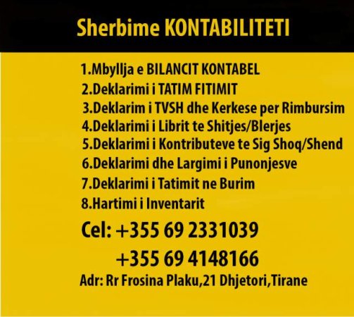 Ofrojme sherbime te kontabilitetit,Zyre Kontabiliteti Tirane