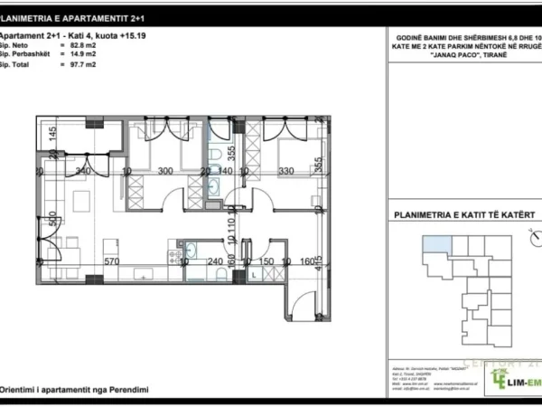 Tirane, shes apartament 2+1+Ballkon Kati 4, 98 m² 155.000 € (Rr. Javer Malo Tirana, Albania)
