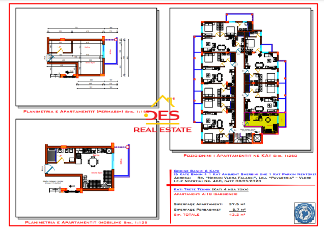 Vlore, shitet garsonier Kati 4, 43 m² 66.960 € (Rruga Nermin Vlora Falaska)
