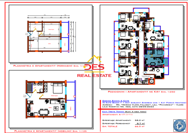 Vlore, shitet apartament 1+1 Kati 4, 66 m² 103.695 € (Rruga Nermin Vlora Falaski)