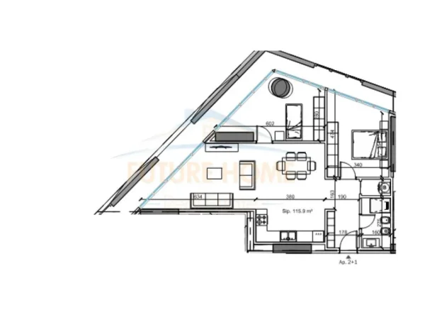 Tirane, shitet apartament 2+1 Kati 16, 151 m² 241.120 € (PAZARI I RI)