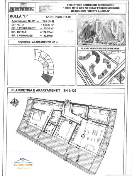 Tirane, shitet apartament 3+1 Kati 4, 172 m² 479.500 € (Lake View Tiranë)