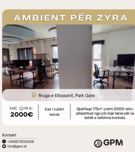 Tirane, jepet me qera ambjent biznesi Kati 4, 175 m² 2.000 € (Rruga e Elbasanit)