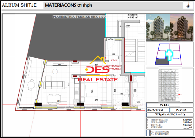 Vlore, shitet apartament 1+1 Kati 2, 94 m² 188.700 € (Rruga Kosova)