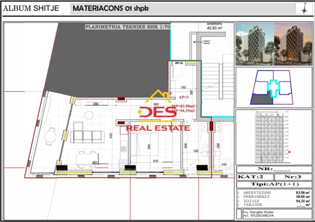Vlore, shitet apartament 1+1 Kati 2, 94 m² 188.700 € (Rruga Kosova)