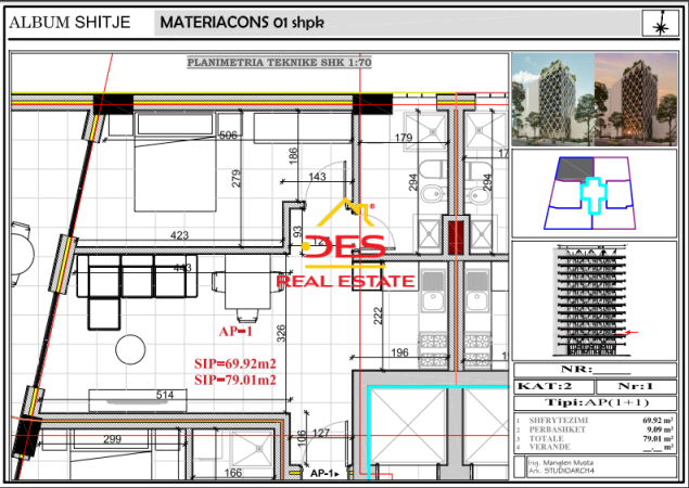 Vlore, shitet apartament 1+1 Kati 2, 79 m² 158.200 € (Rruga Kosova)