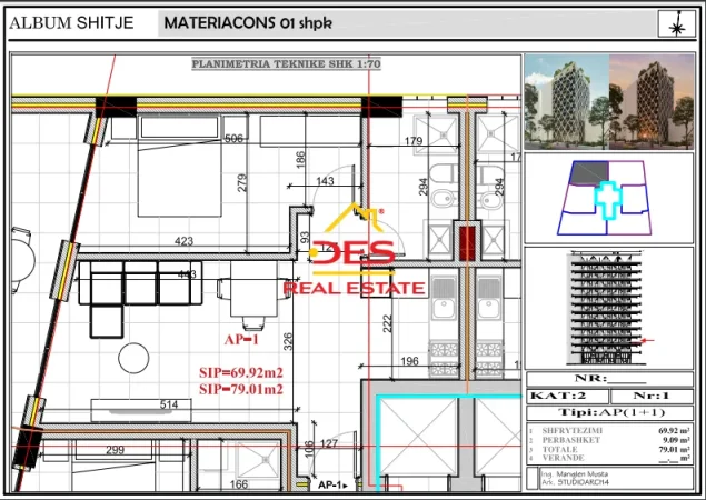 Vlore, shitet apartament 1+1 Kati 2, 79 m² 158.200 € (Rruga Kosova)