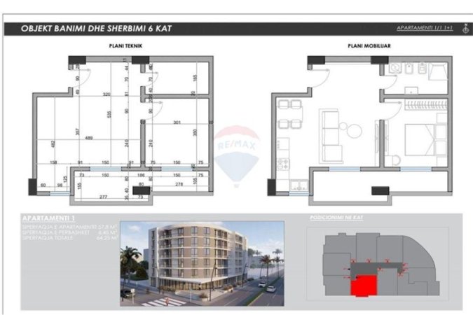 Shqiperi, shitet apartament 1+1 Kati 4, 59 m² 107.550 € (Rruga Egnatia - Lagjia nr 4 - Golem)