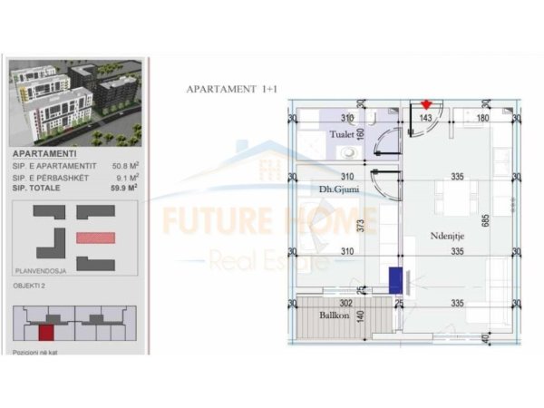 Tirane, shitet apartament 1+1+Aneks+Ballkon Kati 3, 60 m² 78.000 € (Unaza e Re)