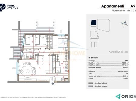 Tirane, shitet apartament 3+1 Kati 9, 119 m² 251.000 € (Bulevardi i Ri, Tirane, AREA41643)
