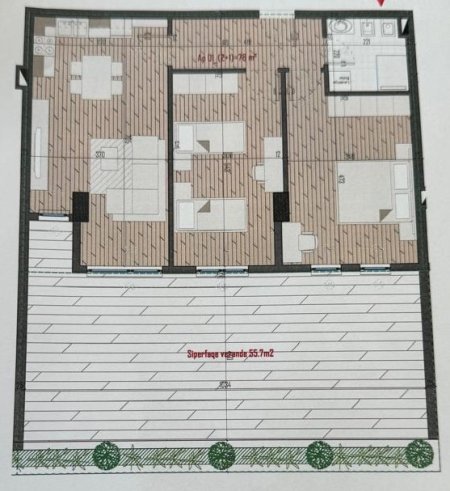 Tirane, shes apartament 2+1+Ballkon Kati 0, 91 m² 115.000 € (Univers City)