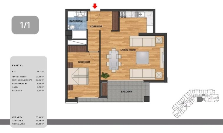 Tirane, shitet apartament 1+1+Ballkon Kati 5, 89 m² 151.800 € (Rruga Hamdi Garunja)