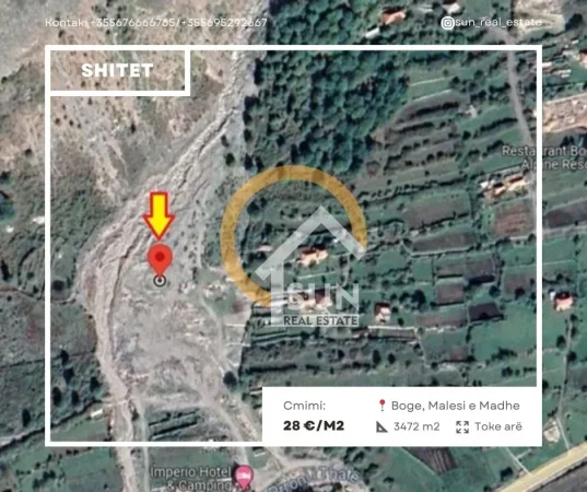 Shkoder, shitet toke , 3.472 m² 97.216 € (BOGE, MALESI E MADHE)