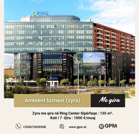 Tirane, jepet me qera zyre Kati 7, 135 m² 1.000 € (Ring center)