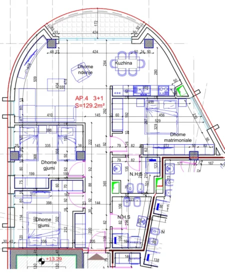 Shitet apartament 3+1+2 Rruga e Elbasanit