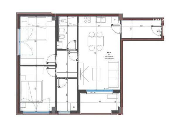 Dhermi , shitet apartament 2+1 Kati 1, 107 m² 298.670 €. TT 993