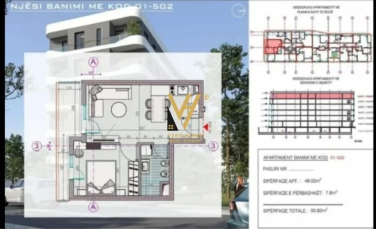 Golem, shitet apartament 1+1+Ballkon Kati 4, 69 m² 100.000 € (GOLEM)