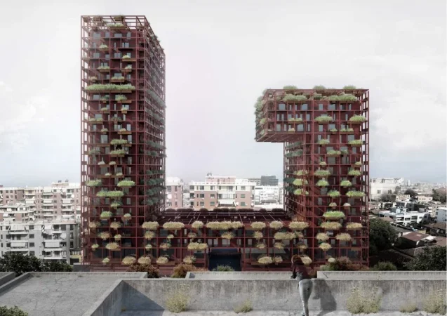 Tirane, jepet me qera zyre Kati 3, 110 m² 1.200 € (Rruga e Kavajes, Tirana Garden Building)