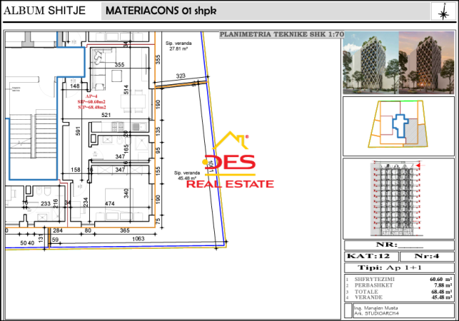 Vlore, shitet apartament 1+1 Kati 12, 113 m² 117.000 € (Rruga Kosova)