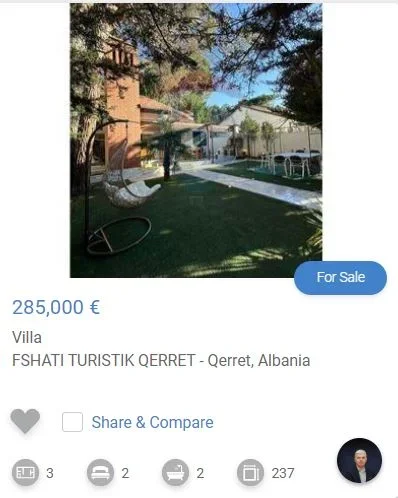 Qerret, shitet Vile 2 Katshe Kati 0, 237 m² 285.000 € (FSHATI TURISTIK QERRET)