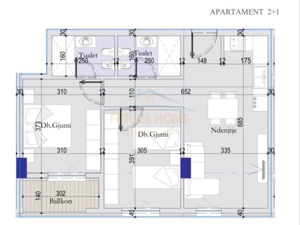 Tirane, shitet apartament 2+1 Kati 6, 85 m² 94.000 € (Kompleksi Tirana Entry)