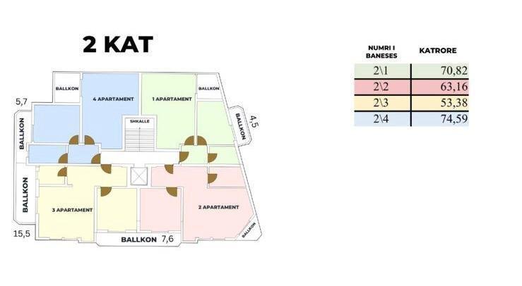 Durres, shitet apartament 2+1+Ballkon Kati 5, 85 m² 74.000 € (RRota Kuqe)