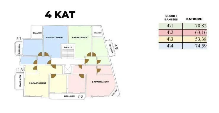 Durres, shitet apartament 2+1+Ballkon Kati 5, 85 m² 74.000 € (RRota Kuqe)
