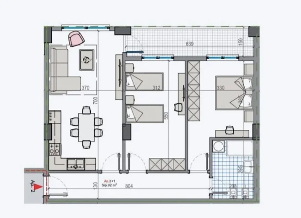 Tirane, shitet apartament 2+1 Kati 5, 104 m² 75.000 € (Kamez)