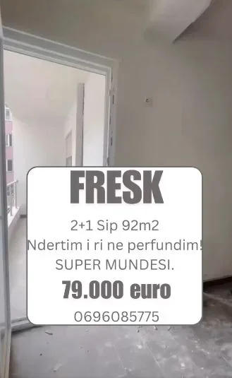 Tirane, shitet apartament 2+1 , 92 m² 77.000 € (Fresk)