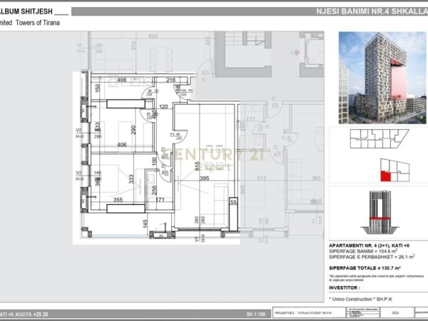Tirane, shes apartament 2+1+2 , 131 m² 326.750 € (Rruga e Kosovarëve)