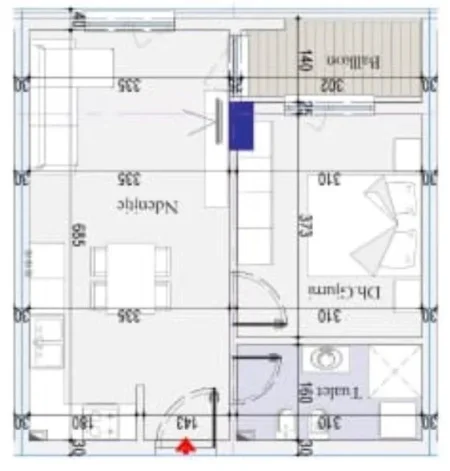 Tirane, shes apartament 1+1+Ballkon Kati 5, 60 m² 72.000 € (29 nentori)
