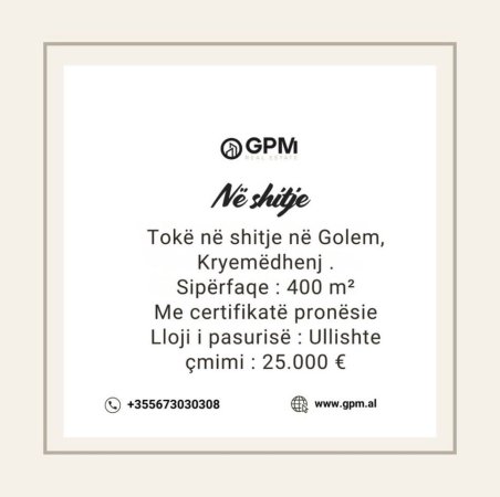 Golem, shitet toke , 400 m² (Golem , Kryemedhenj)