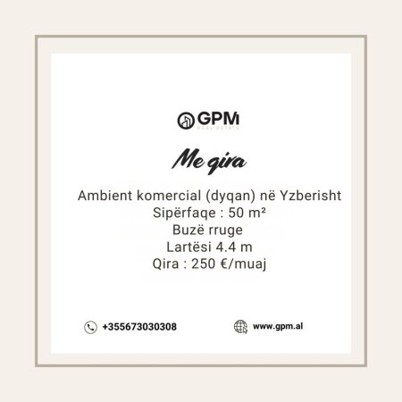 Tirane, jepet me qera dyqan , 50 m² 250 € (Yzberisht)