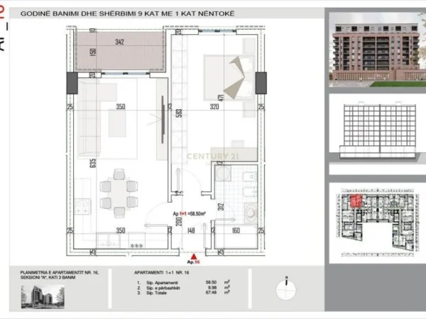 Tirane, shitet apartament 1+1 Kati 3, 67 m² 81.000 € (Paskuqan)