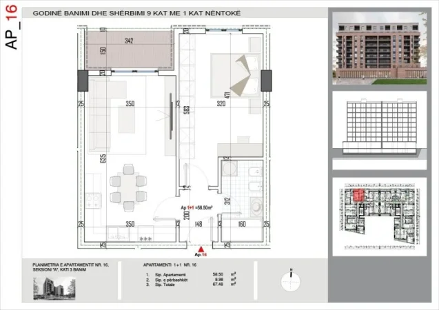 Tirane, shitet apartament 1+1 Kati 3, 67 m² 81.000 € (Bulevardi Ri)