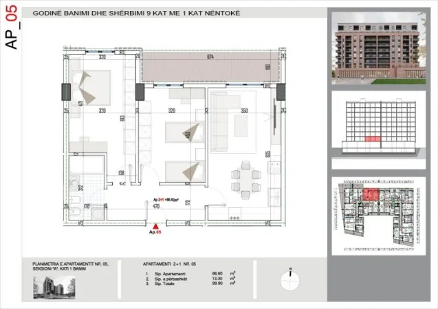Tirane, shitet apartament 2+1 Kati 1, 99 m² 120.000 € (Bulevardi i Ri)