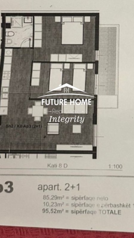 Tirane, shitet apartament 2+1+Post Parkimi Kati 8, 95 m² 154.000 € (Dogana)