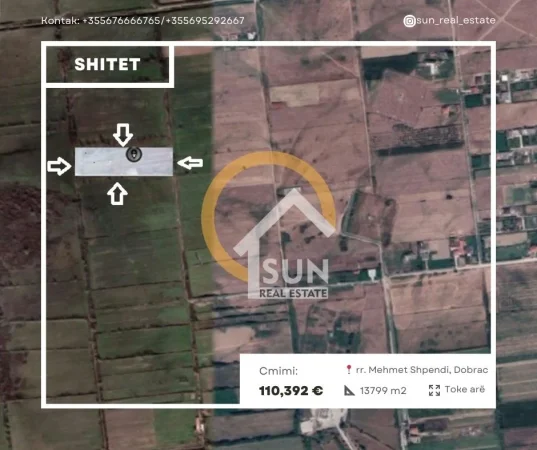 Shkoder, shitet toke , 13.799 m² 110.392 € (RRUGA MEHMET SHPENDI, DOBRAC)