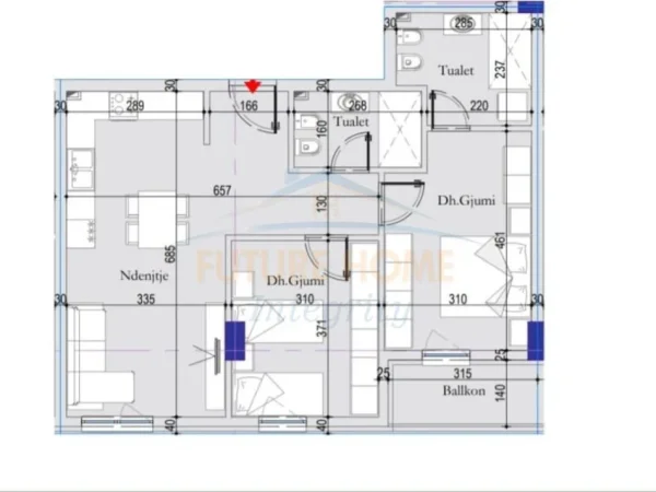 Tirane, shitet apartament 2+1 Kati 7, 94 m² 122.000 € (Prane Doganes)