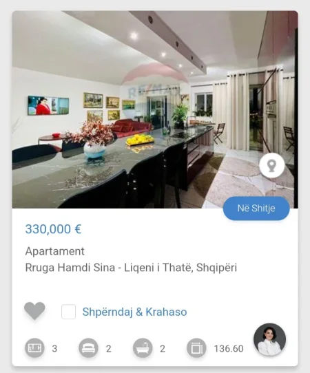 Tirane, shitet 2+1 Kati 3, 330.000 € (Liqeni Thate)