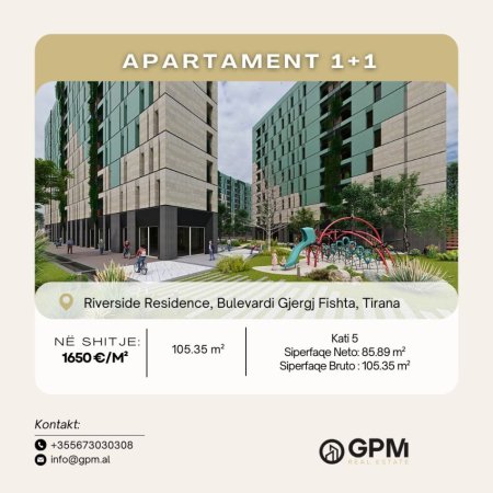 Tirane, shitet apartament 1+1 Kati 5, 105 m² (Rruga Javer Malo)