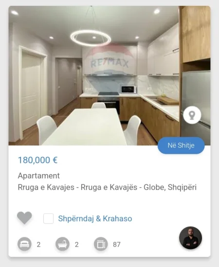 Tirane, shitet apartament 2+1 Kati 11, 76 m² (Rruga e Kavajes)