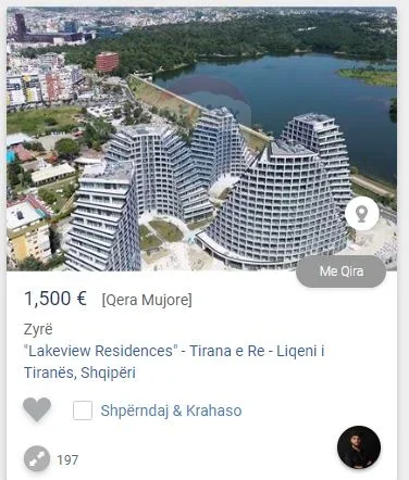 Tirane, jepet me qera zyre Kati 7, 146 m² 1.500 € (lake view liqeni tiranes)