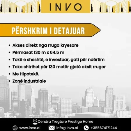 Tirane, shitet toke , 8.390 m² (Afer Doganes Vore)