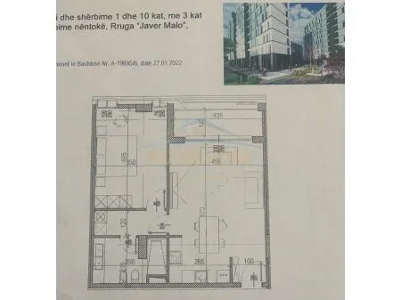 Shitet, Apartament 1+1, Riverside Residence, Tirane. 	AREA42398